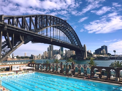 Sydney Harbour Bridge shot from Milsons Point pool