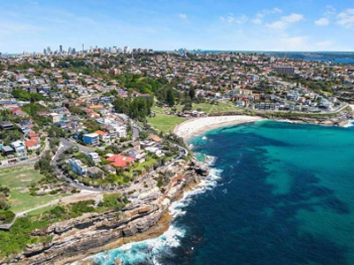 Sydney's iconic Eastern Suburbs, aerial shot of the coastline