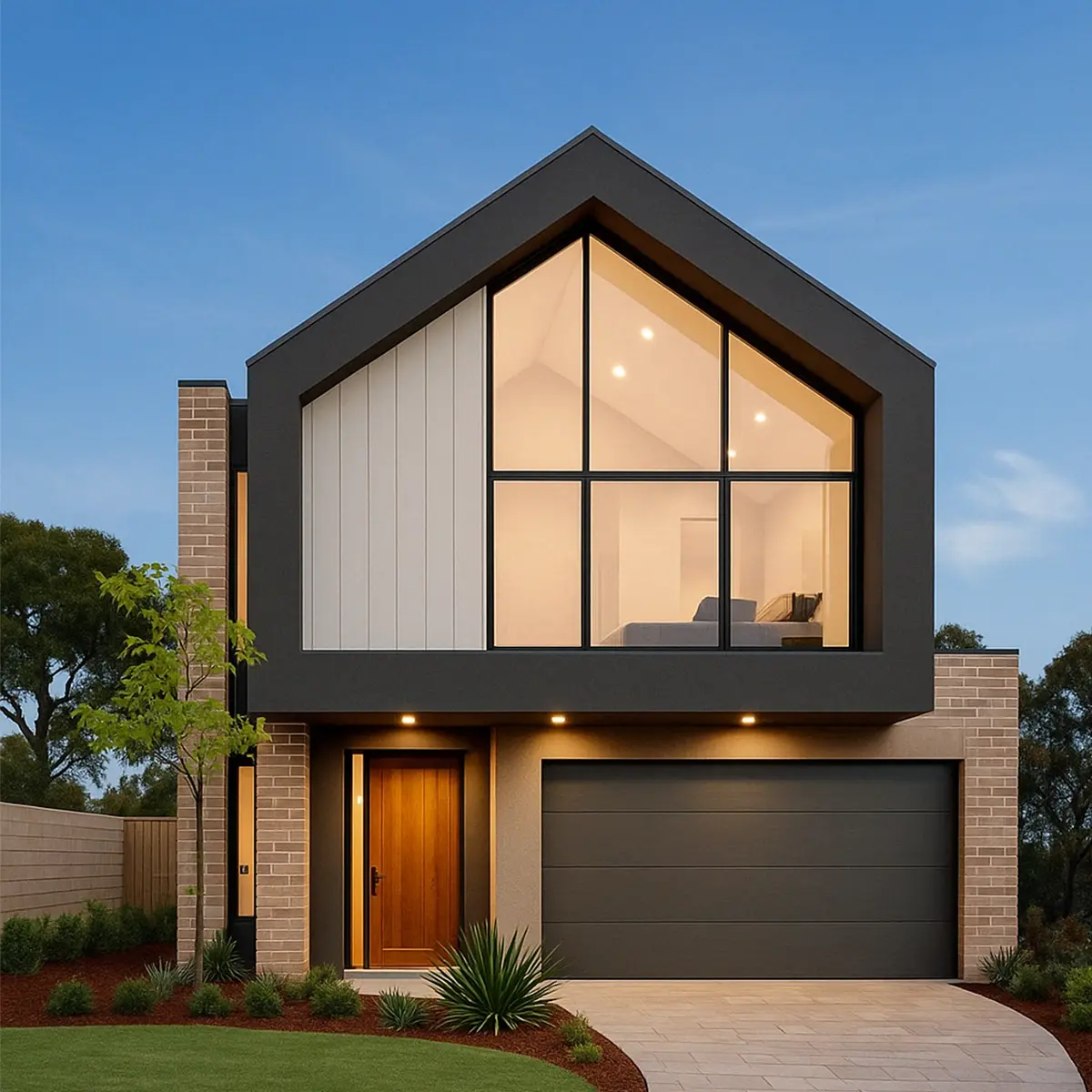 Custom-designed knockdown rebuild home with gable roof in Sydney