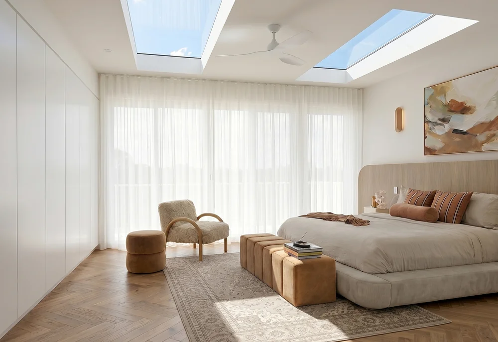 Final render of the master bedroom for the Naremburn first floor addition