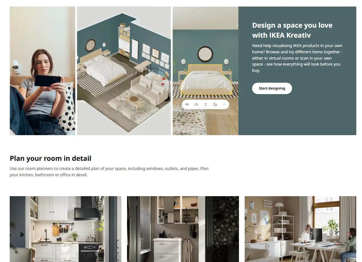 IKEA room designer tool with furniture placement options