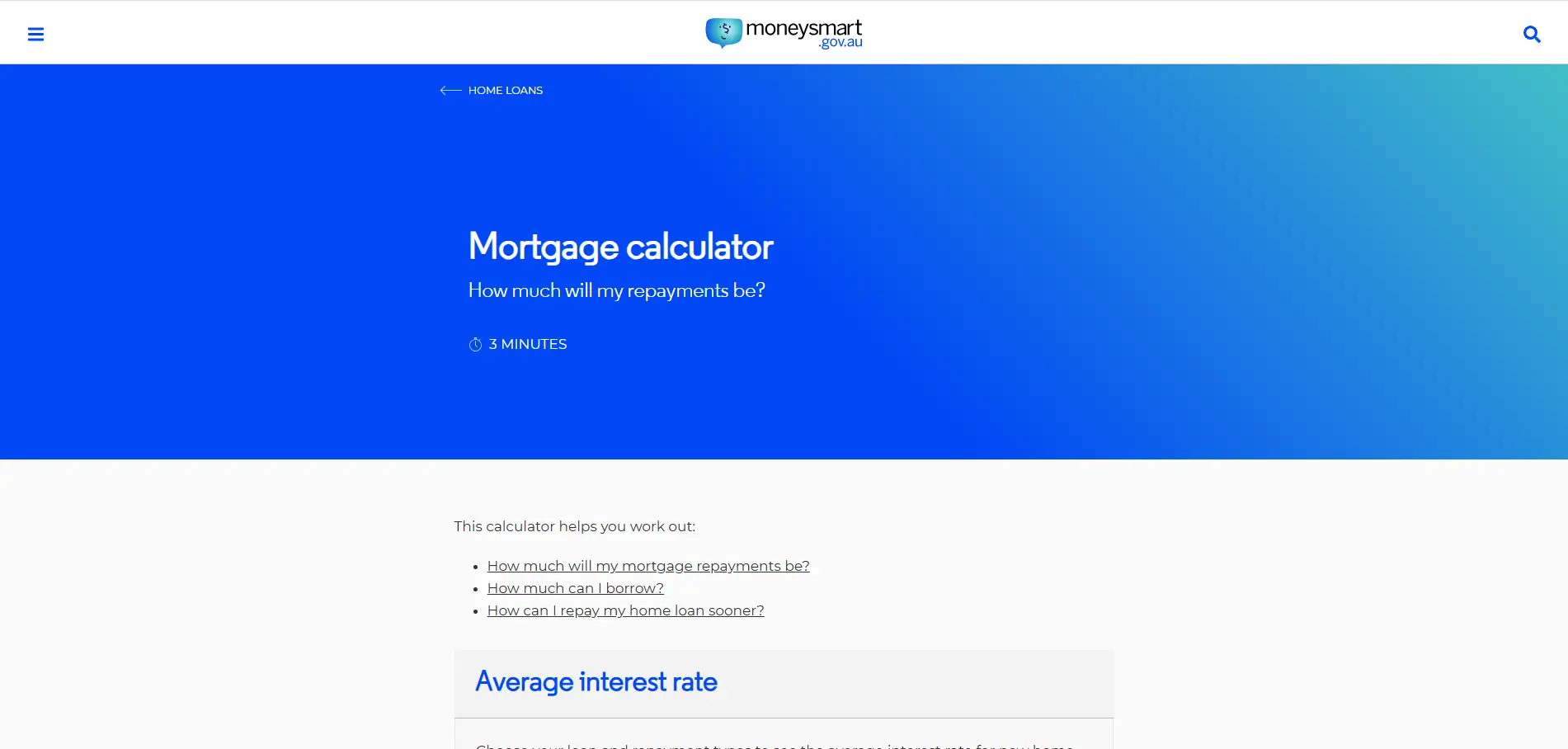 MoneySmart mortgage calculator for estimating home loan repayments